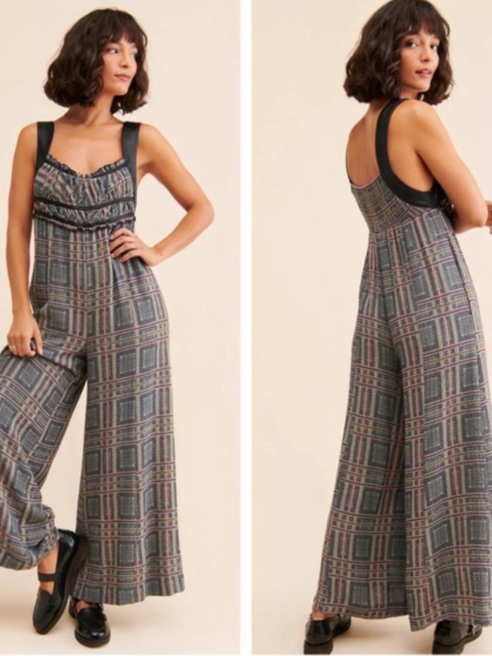Free People Marley Plaid Jumpsuit 🔥Size M NWT